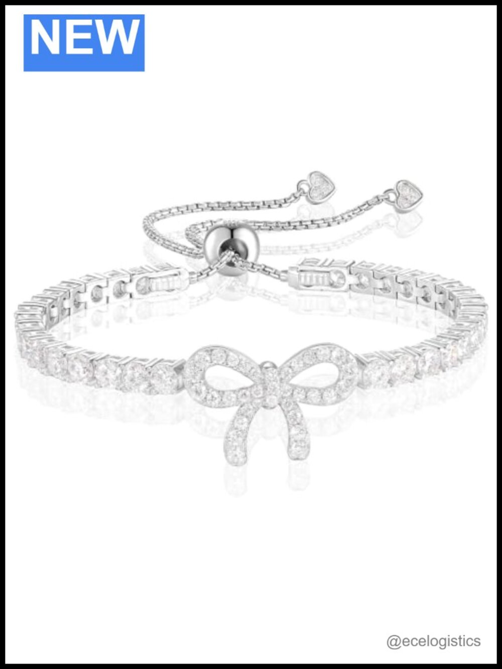VVS Moissanite Tennis Bracelet Lab-Created Bow 18K Gold Plated Sterling Silver